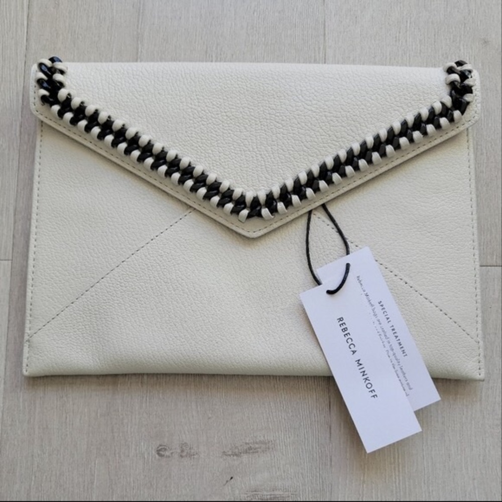 Rebecca Minkoff Leo Chain-Trimmed Leather Envelope Clutch